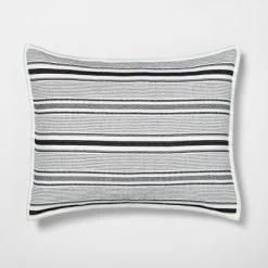 Textured Stripe Pillow Sham Dark Gray/Cream - Hearth & Hand With Magnolia -Best Homewares Store GUEST b0608181 3b6d 4688 8af4 76eb9e213a88
