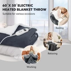 Tangkula 50" X 60" Heated Electric Reversible Fleece Blanket Blanket Throw W/ 10 Heat Levels, 9 Hours Auto Shut-Off, Overheat Protection Gray 19 Tangkula 50" X 60" Heated Electric Reversible Fleece Blanket Blanket Throw W/ 10 Heat Levels, 9 Hours Auto Shut-Off, Overheat Protection Gray -Best Homewares Store GUEST bba9b90e d696 4c1e 93cf fcca11db97cd