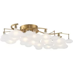 Possini Euro Design Lilypad Modern Ceiling Light Semi Flush Mount Fixture 30 1/4" Wide Warm Brass 12-Light Frosted Glass Shade For Bedroom Living Room 14 Possini Euro Design Lilypad Modern Ceiling Light Semi Flush Mount Fixture 30 1/4" Wide Warm Brass 12-Light Frosted Glass Shade For Bedroom Living Room -Best Homewares Store GUEST bc64b39a 2843 4a68 b9d6 625259c5adb7