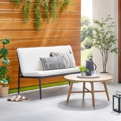 Cushioned Metal Outdoor Loveseat - Cream/Black - Hearth & Hand™ With Magnolia
