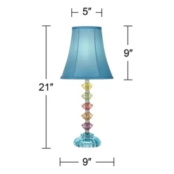 360 Lighting Bohemian Country Cottage Accent Table Lamp 21" High Teal Blue Stacked Glass For Bedroom Living Room Bedside Nightstand Office Kids Family -Best Homewares Store GUEST c38a1f2e 9786 4a38 8aaa 6c8d4a783bd5
