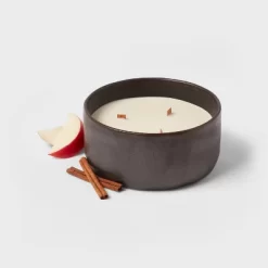 16oz Blackened Bowl Ceramic With Multi Woodwick And Dustcover Honeycrisp Apple Cider Candle Black - Threshold™ -Best Homewares Store GUEST c42d5c65 886d 432b bca7 99f243ee7235