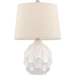 360 Lighting Ellen 21" High Sculptured Small Mid Century Modern Coastal Accent Table Lamp White Ceramic Single Living Room Bedroom Bedside Nightstand -Best Homewares Store GUEST cb631873 f72b 4b19 814c 5acd13c471b0