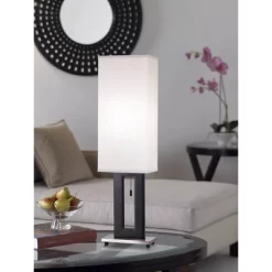 360 Lighting Floating Rectangle Modern Table Lamp 30" Tall Black Metal Open Frame White Fabric Box Shade For Bedroom Living Room Bedside Nightstand -Best Homewares Store GUEST cba23614 a153 450b 8727 52b72230fe59