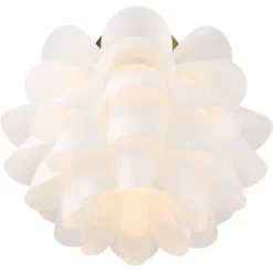 Possini Euro Design Modern Ceiling Light Semi Flush Mount Fixture White Flower Gold Metal 15 3/4" Wide Living Room Bedroom Kitchen -Best Homewares Store GUEST ce930fb8 a960 4b90 bf0d 81613c5bebb7