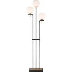Possini Euro Design Acadia Modern Floor Lamp 71" Tall Black Warm Gold Metal 3 Light Frosted White Glass Globe Shade For Living Room Bedroom Office -Best Homewares Store GUEST cfab7d06 4c65 4d16 b0f9 c50535035577