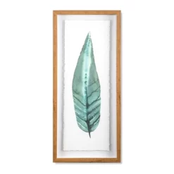 (Set Of 3) 28"x12" Framed Leaves Decorative Wall Art White - Threshold™