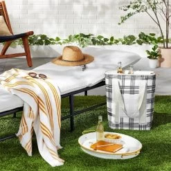 Soft-Sided 20can/19qt Plaid Backpack Cooler - Black/Gray/White - Hearth & Hand™ With Magnolia