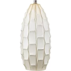 Possini Euro Design Cosgrove Modern Mid Century Table Lamp 32 3/4" Tall White Glazed Ceramic Beige Fabric Drum Shade For Bedroom Living Room Bedside -Best Homewares Store GUEST e15958a3 0b96 48ea bace d8ad192dac70