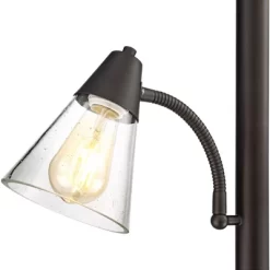 Franklin Iron Works Warwick Industrial Torchiere Floor Lamp With Side Lights 71 1/2" Tall Tiger Bronze LED Clear Seedy Glass For Living Room Reading -Best Homewares Store GUEST ea3e2832 aa93 4608 867e b86e755fc252