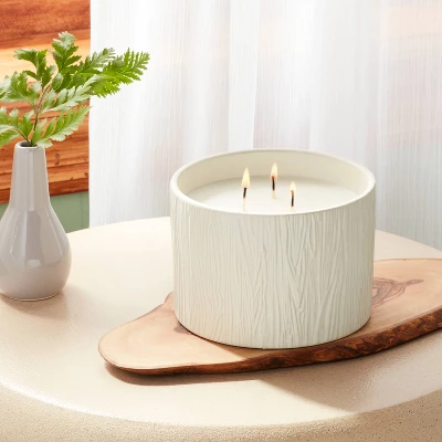 Textured Straight Side Ceramic Warm Cider & Cinnamon Candle White - Threshold™ 2 Textured Straight Side Ceramic Warm Cider & Cinnamon Candle White - Threshold™