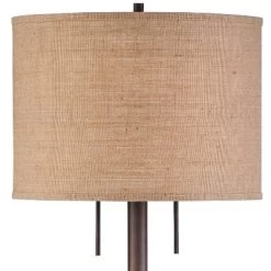 Possini Euro Design Garth Modern Floor Lamp Standing 63 1/2" Tall Oil Rubbed Bronze Burlap Fabric Drum Shade For Living Room Bedroom Office House Home -Best Homewares Store GUEST eb1d5f9f 3c53 4a30 8ea3 da94abf22b1f