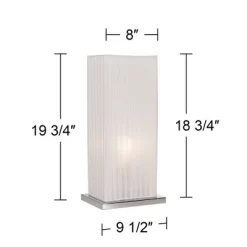 360 Lighting Cube Modern Accent Table Lamp 19 3/4" High White Ribbon Fabric Shade For Bedroom Living Room Bedside Nightstand Office Kids Family House -Best Homewares Store GUEST ed4bd12c 3cd4 42c5 bc5f 8d011486a1f9