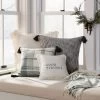 24"x24" Woven Slub Stripe Throw Pillow With Tassels Gray/White - Hearth & Hand™ With Magnolia -Best Homewares Store GUEST f08d59c7 403d 4a18 9ff5 a9ef71f0097b