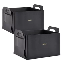 Juvale 2 Pack Faux Leather Foldable Storage Bins With Handles, Collapsible Baskets For Home Organization, Black, 10 X 6.5 In -Best Homewares Store GUEST f29c8ff6 3821 4a15 8b22 057659cf924e
