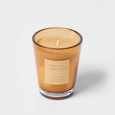 Colored Vase Glass With Dustcover Tobacco And Bergamot Candle Yellow - Threshold™ 8 Colored Vase Glass With Dustcover Tobacco And Bergamot Candle Yellow - Threshold™ - Image 6