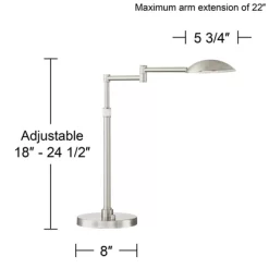 Possini Euro Design Eliptik Modern Desk Table Lamp 24 1/2" High Satin Nickel LED Swing Arm Adjustable Height For Bedroom Living Room Nightstand Office -Best Homewares Store GUEST fad8e895 c80c 40f4 bd7f 127267e5e393