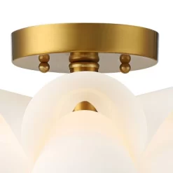 Possini Euro Design Modern Ceiling Light Semi Flush Mount Fixture White Flower Gold Metal 15 3/4" Wide Living Room Bedroom Kitchen -Best Homewares Store GUEST fef6218a 716d 4463 96b6 83ff662f8639