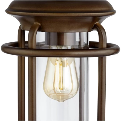 Franklin Iron Works Andreas Industrial Table Lamp 26" High Brown Metal With Nightlight LED And USB Charging Port Oatmeal Shade For Living Room Desk 6 Franklin Iron Works Andreas Industrial Table Lamp 26" High Brown Metal With Nightlight LED And USB Charging Port Oatmeal Shade For Living Room Desk - Image 4